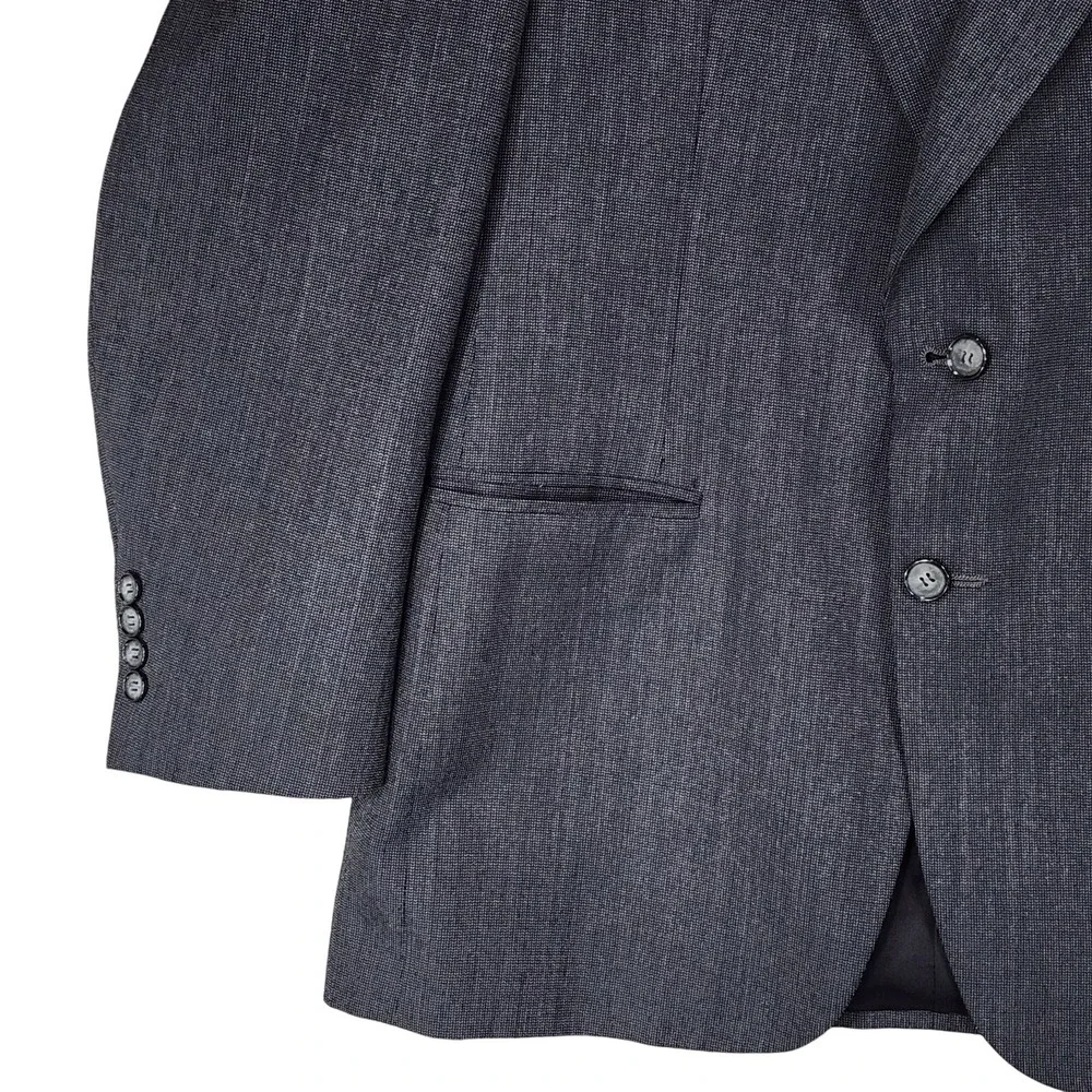 Vtg Kuppenheimer Blazer 40R Men Gray Tiny Herringbone Single Breasted USA Preppy